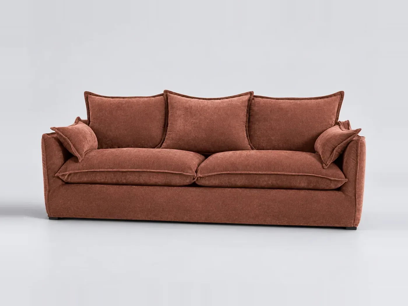 Canapé Odna La Redoute, 4 places droit fixe, tissu chiné, coloris brique rosé
