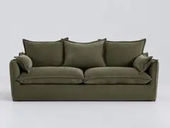 Canapé Odna La Redoute, 4 places droit fixe, tissu chiné, coloris vert mousse