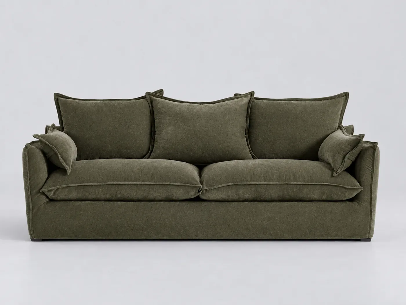Canapé Odna La Redoute, 4 places droit fixe, tissu chiné, coloris vert mousse