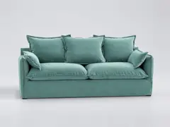 Canapé Odna La Redoute, 4 places droit fixe, velours, coloris bleu céladon