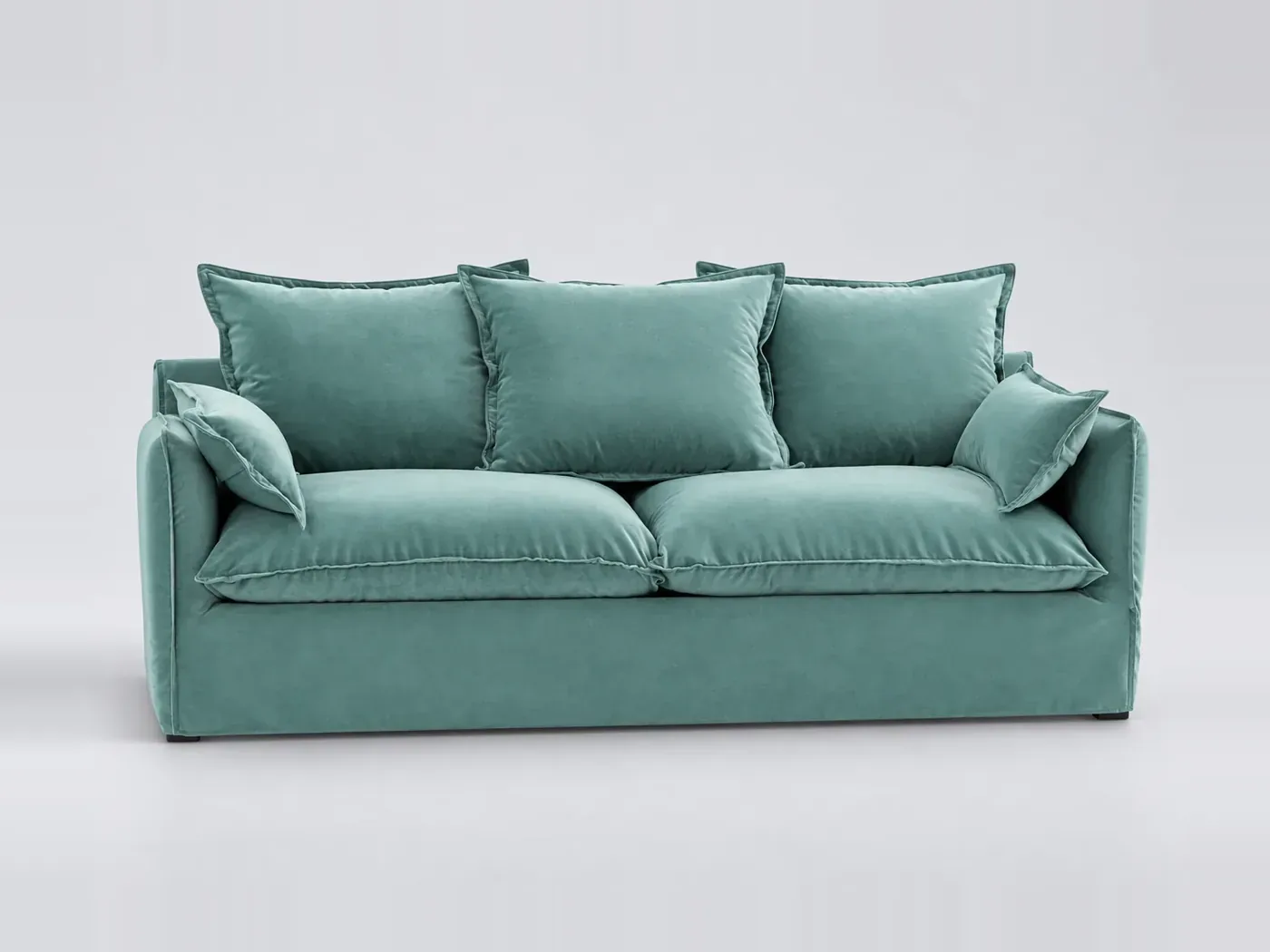 Canapé Odna La Redoute, 4 places droit fixe, velours, coloris bleu céladon