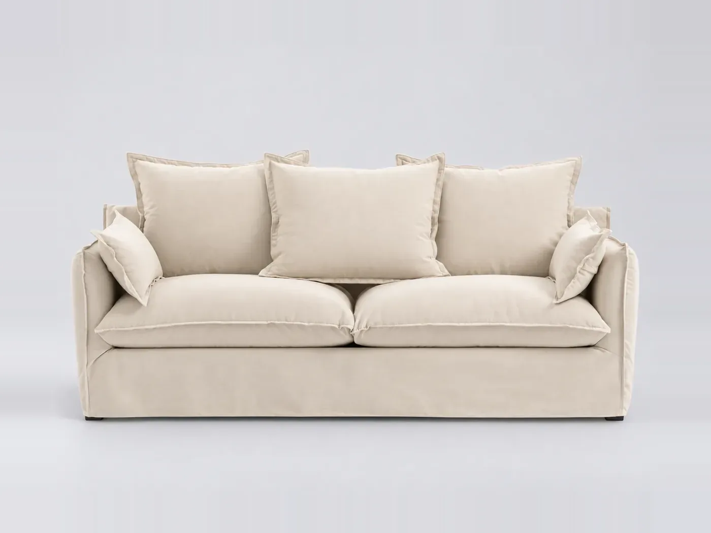 Canapé Odna La Redoute, 4 places droit fixe, velours, coloris ecru