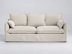 Canapé Odna La Redoute, 5 places droit fixe, polyester, coloris ecru
