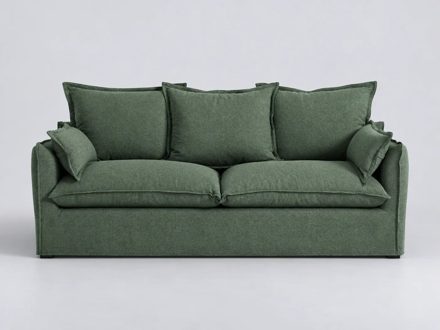 Canapé Odna La Redoute, 5 places droit fixe, polyester, coloris vert forêt