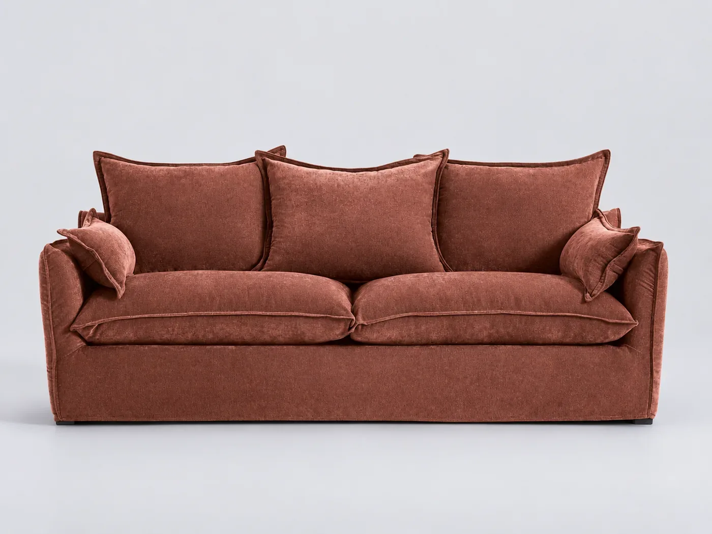 Canapé Odna La Redoute, 5 places droit fixe, tissu chiné, coloris brique rosé