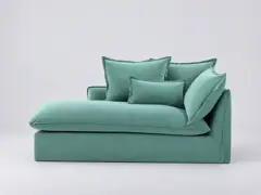 Canapé Odna La Redoute, méridienne seule, velours, coloris bleu céladon