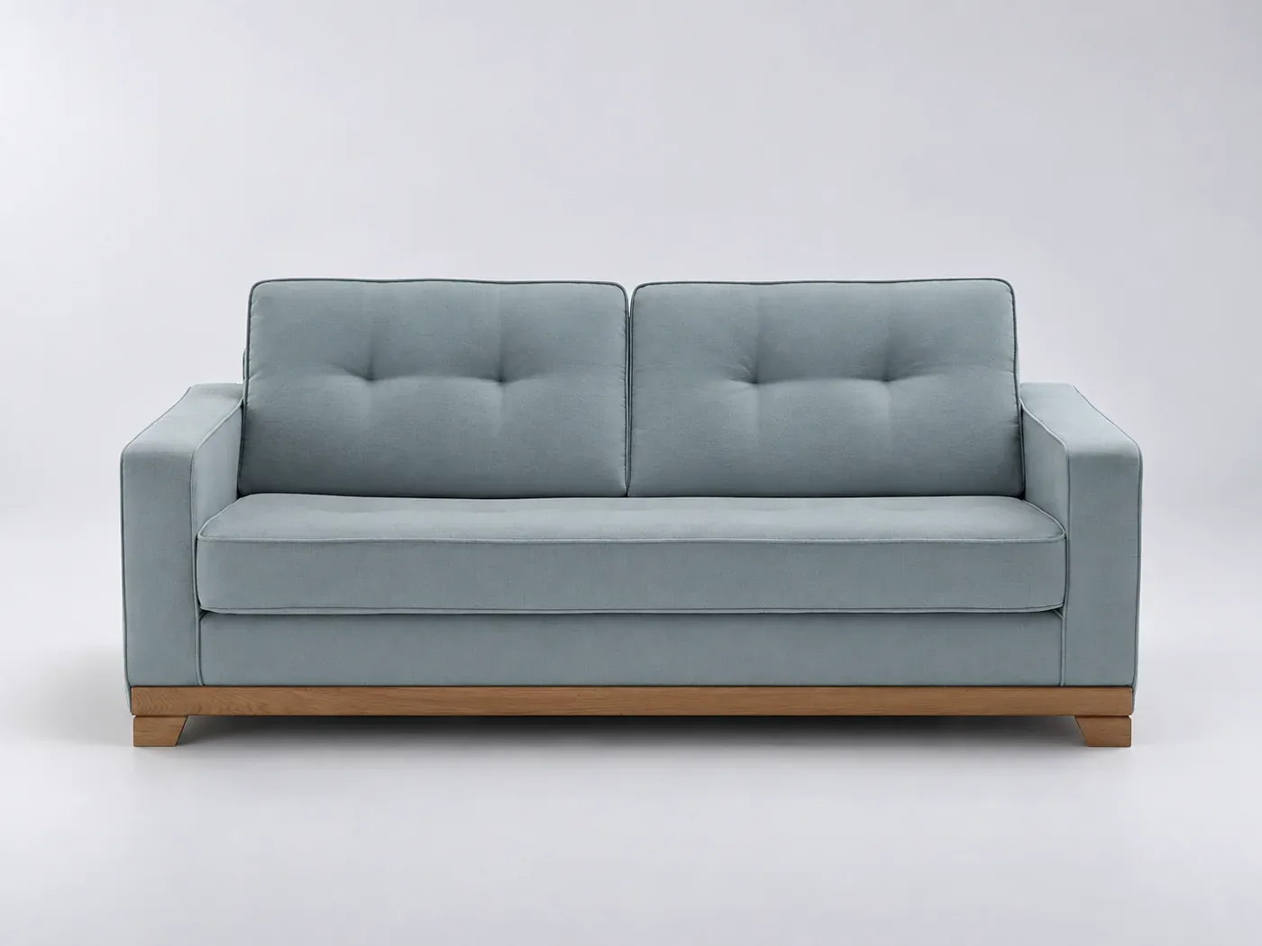 Canapé Ajis So'Home, 2 places droit convertible, coton et lin, coloris bleu grisé