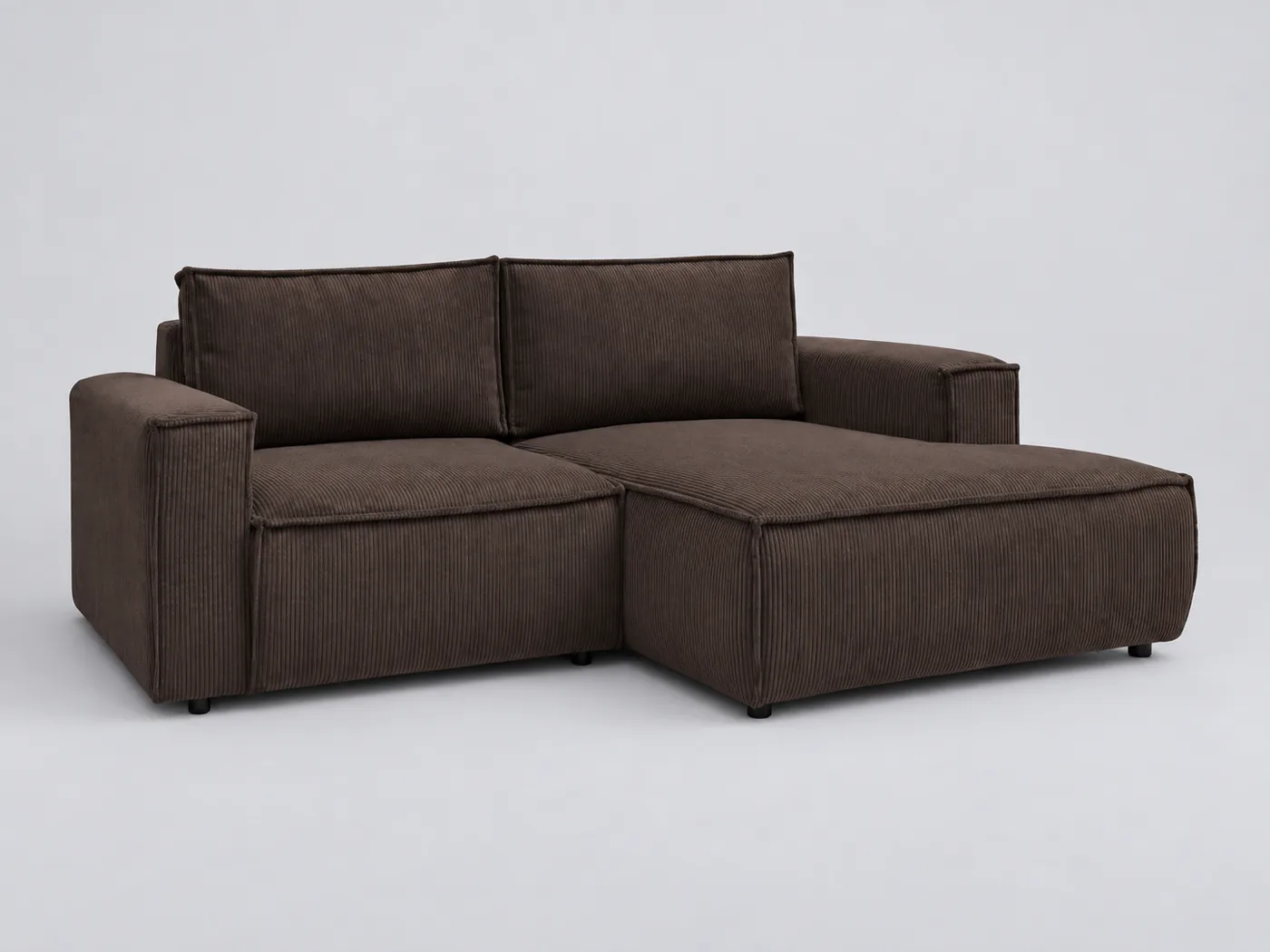 Canapé Nihad Bobochic, 3 places d'angle fixe compact, velours côtelé, coloris marron