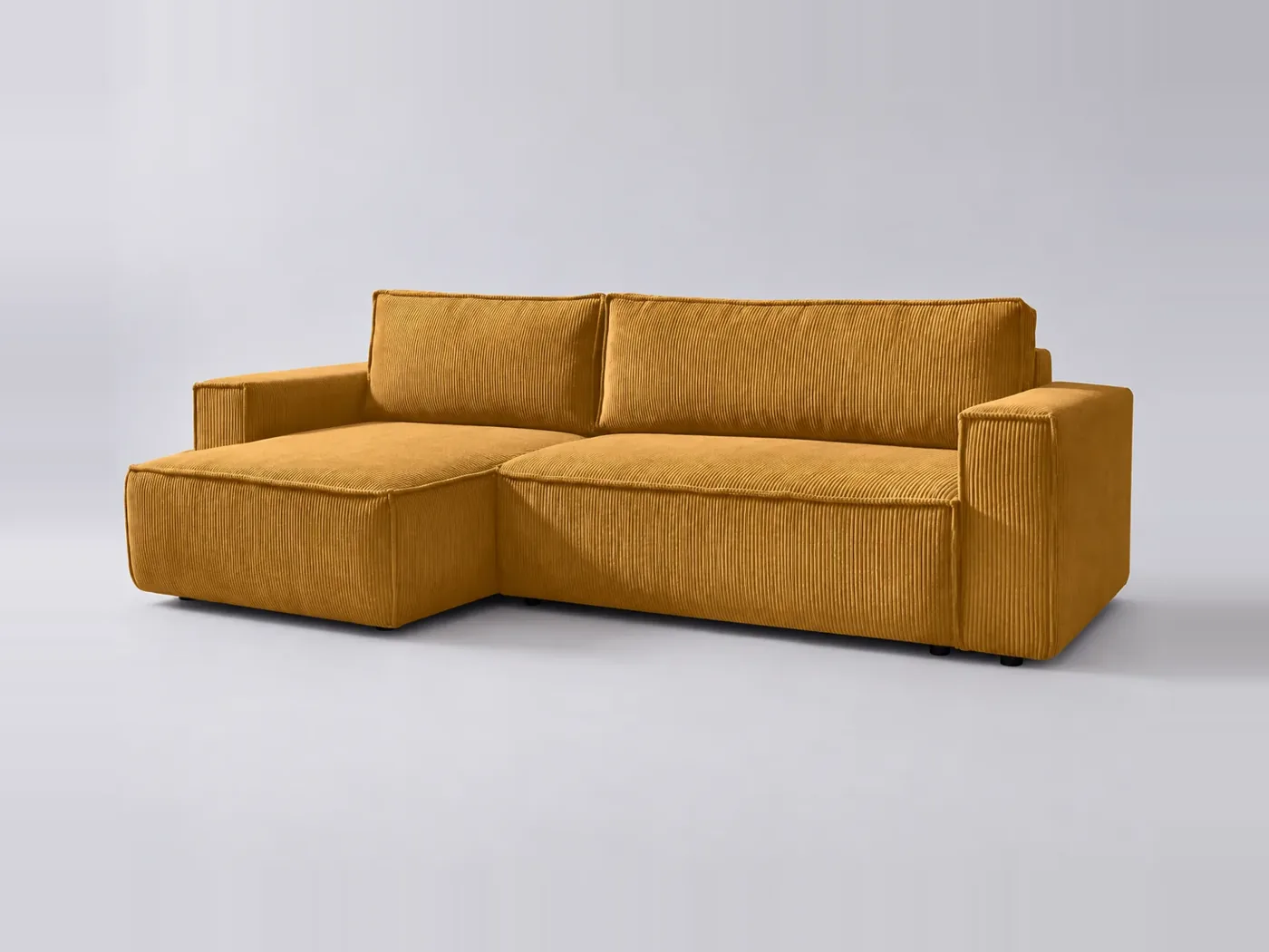 Canapé Nihad Bobochic, 3 places d'angle convertible réversible, velours côtelé, coloris jaune