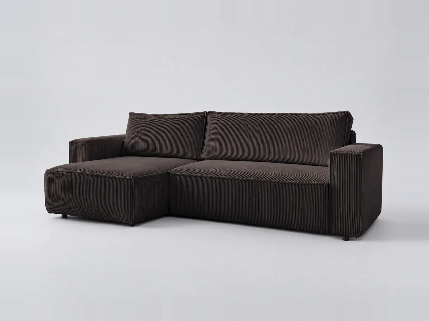Canapé Nihad Bobochic, 3 places d'angle convertible réversible, velours côtelé, coloris marron