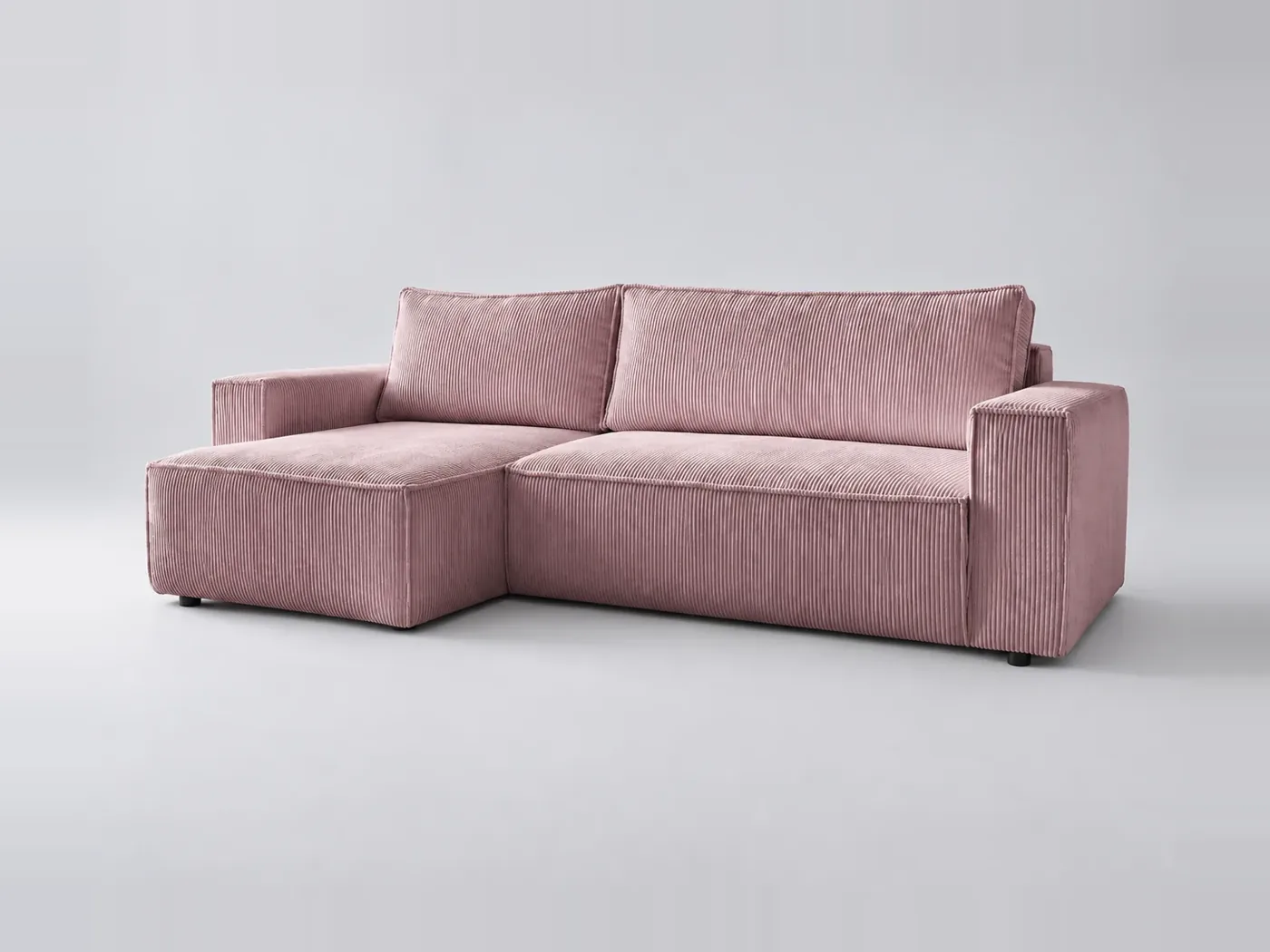 Canapé Nihad Bobochic, 3 places d'angle convertible réversible, velours côtelé, coloris violet