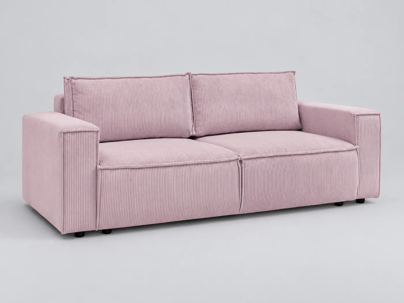 Canapé Nihad Bobochic, 3 places droit convertible, velours côtelé, coloris violet