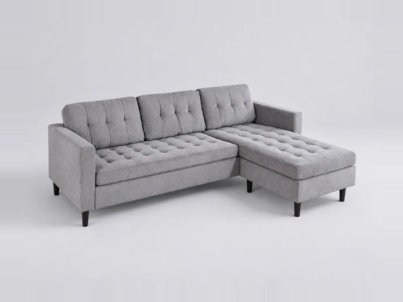 Canapé City Maisons du Monde, 3 places d'angle fixe réversible, coloris gris clair