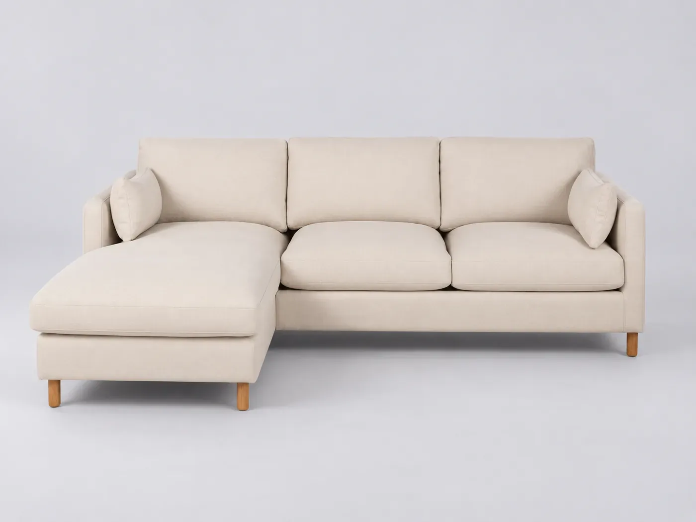 Canapé Julian Maisons du Monde, 4 places d'angle convertible, coloris beige matelas 14 cm