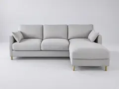 Canapé Julian Maisons du Monde, 5 places d'angle convertible, coloris gris clair