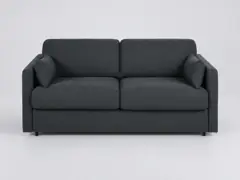 Canapé Julian Maisons du Monde, 2 places droit convertible, coloris gris anthracite, textile tramé