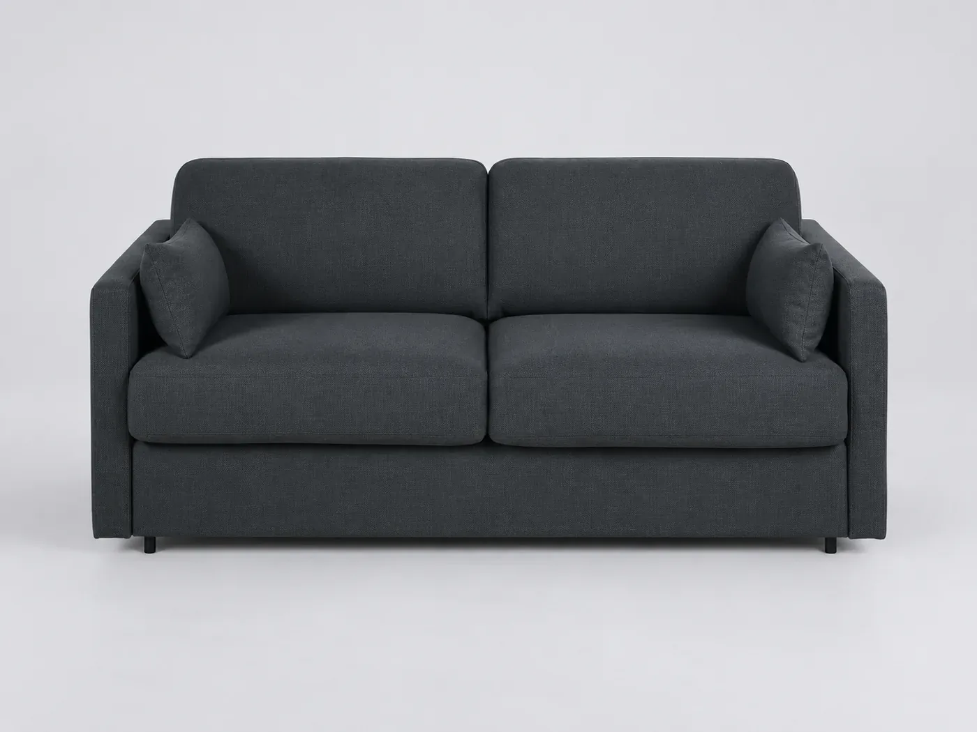 Canapé Julian Maisons du Monde, 2 places droit convertible, coloris gris anthracite, textile tramé