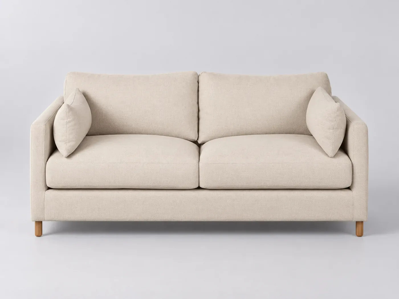 Canapé Julian Maisons du Monde, 3 places droit convertible, coloris beige, textile tramé
