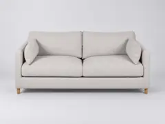 Canapé Julian Maisons du Monde, 3 places droit convertible, coloris gris clair chiné, textile tramé