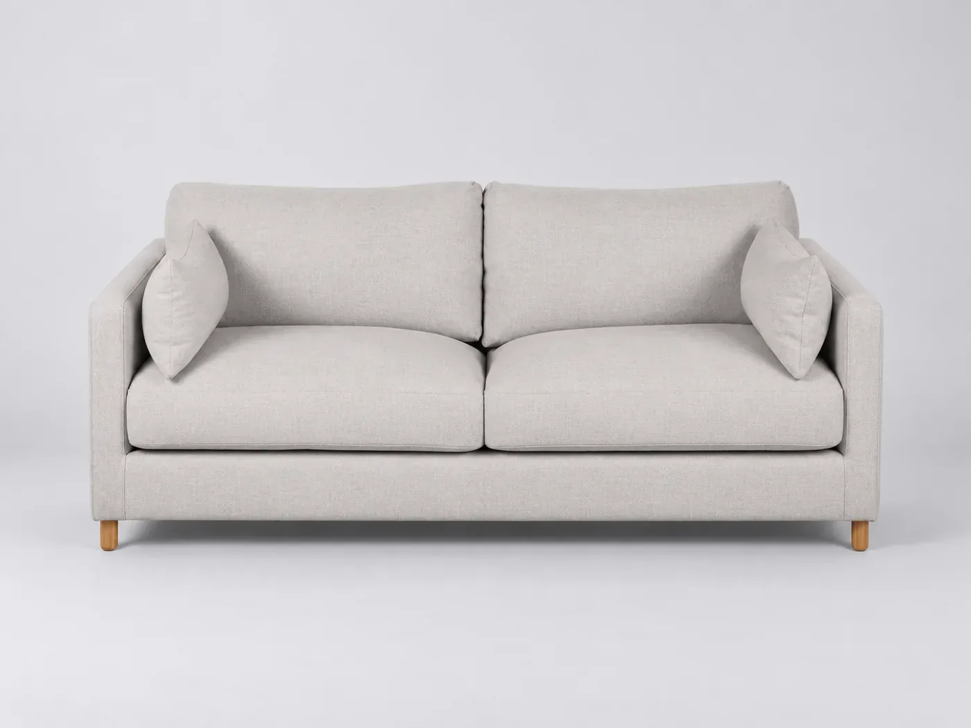 Canapé Julian Maisons du Monde, 3 places droit convertible, coloris gris clair chiné, textile tramé