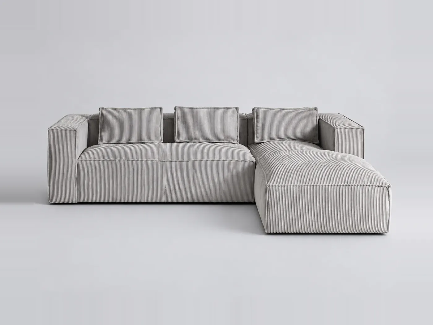 Canapé Stella Best Mobilier, 4 places d'angle fixe, velours côtelé, coloris gris clair