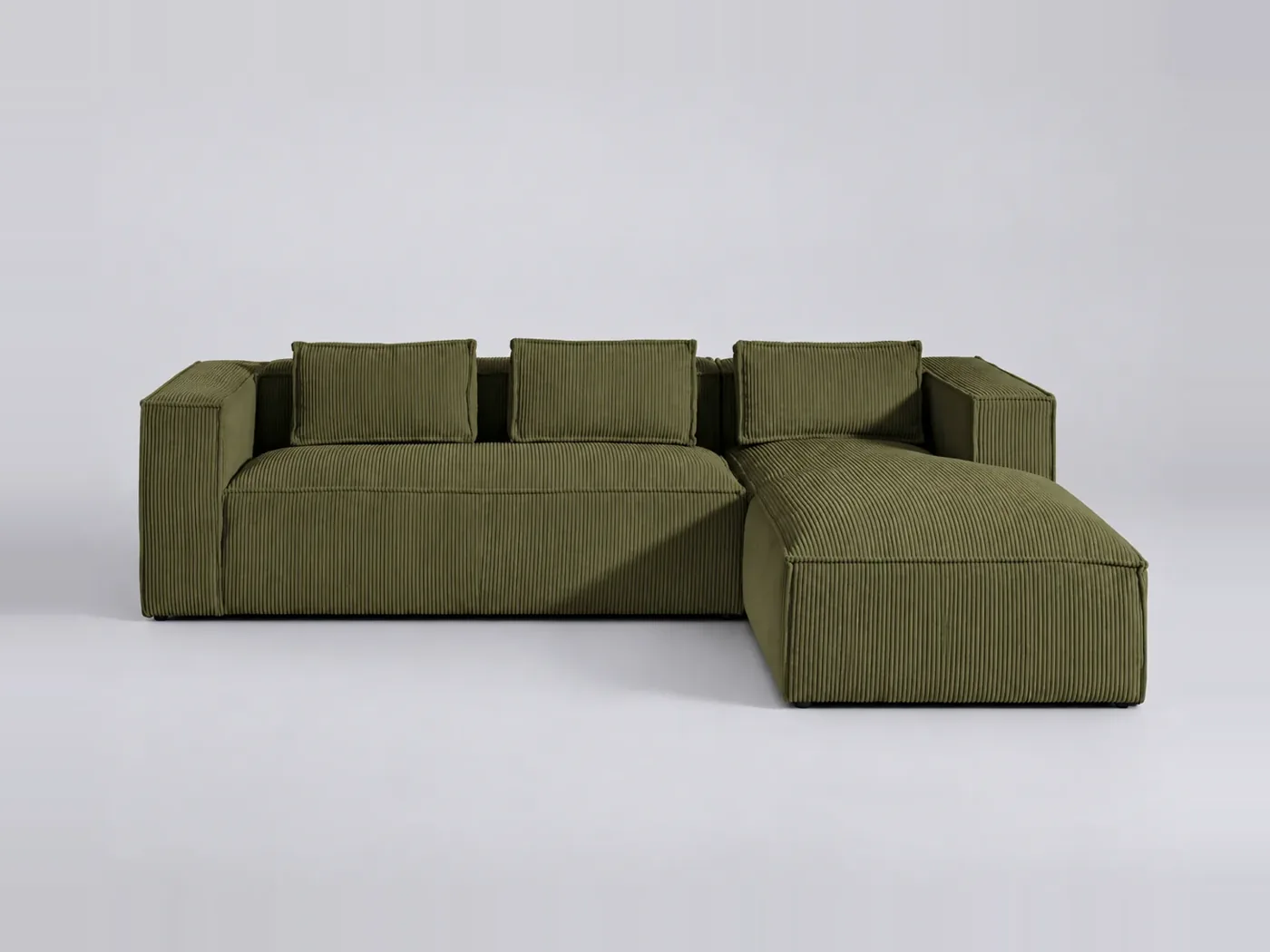 Canapé Stella Best Mobilier, 4 places d'angle fixe, velours côtelé, coloris vert
