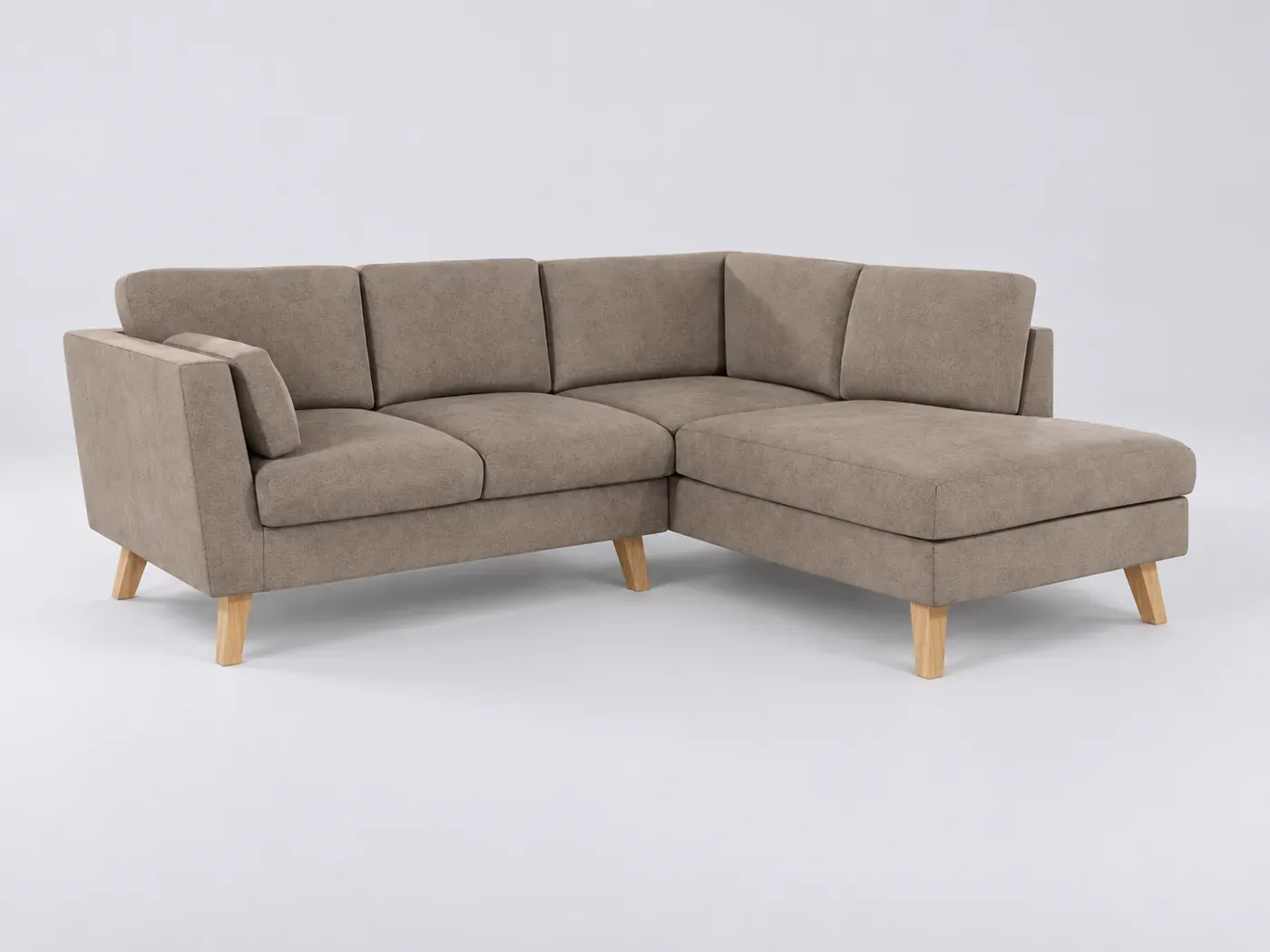 Canapé Stella Maisons du Monde, 4 places d'angle fixe, microfibre, coloris beige foncé