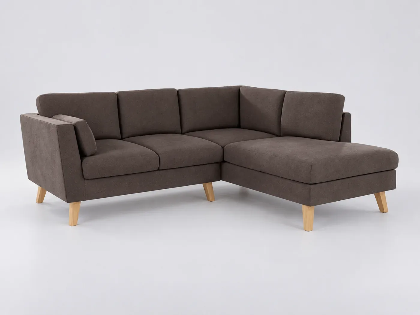 Canapé Stella Maisons du Monde, 4 places d'angle fixe, microfibre, coloris brun-kaki