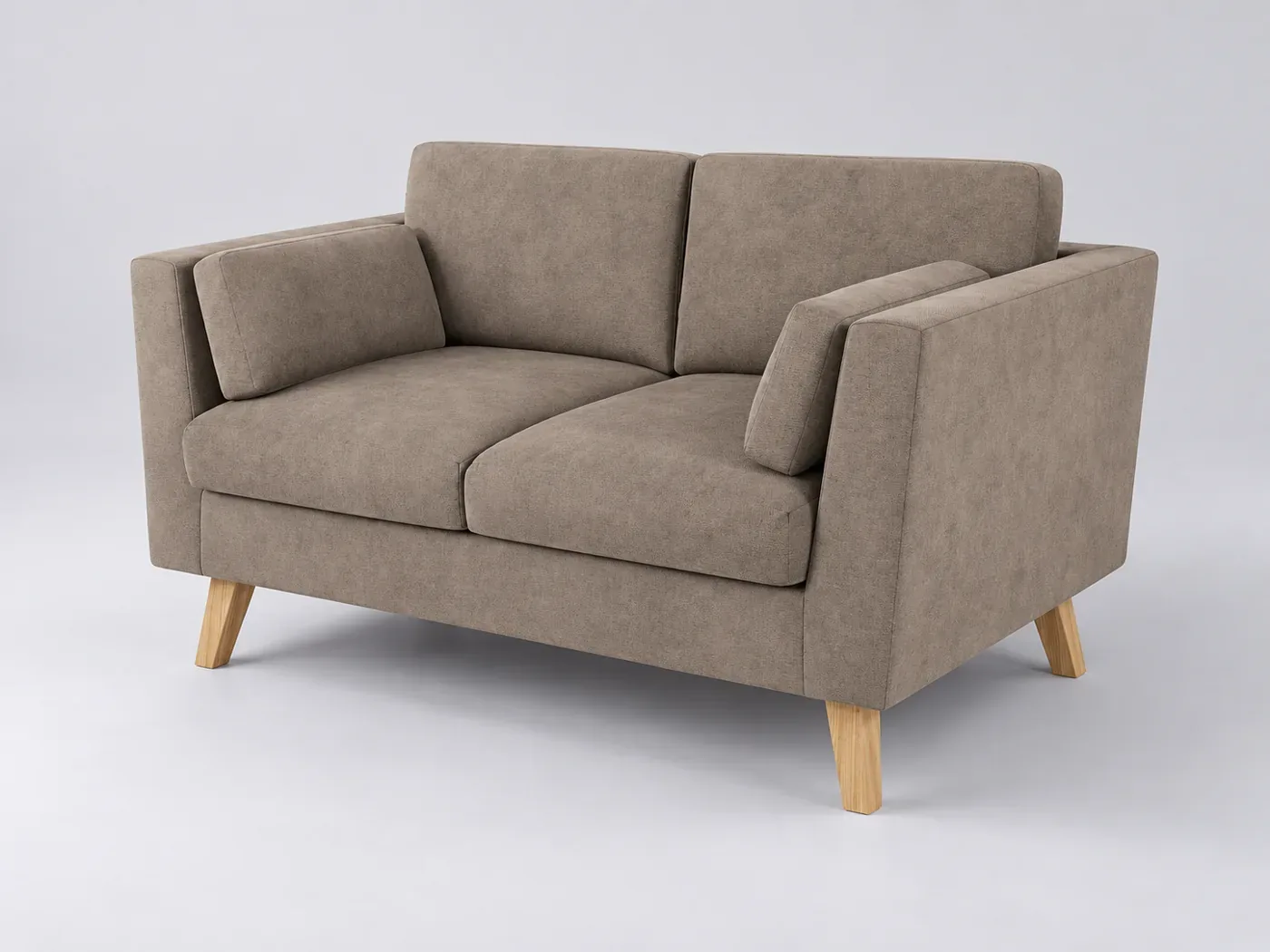 Canapé Stella Maisons du Monde, 2 places droit fixe, microfibre, coloris beige foncé