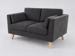 Canapé Stella Maisons du Monde, 2 places droit fixe, microfibre, coloris graphite