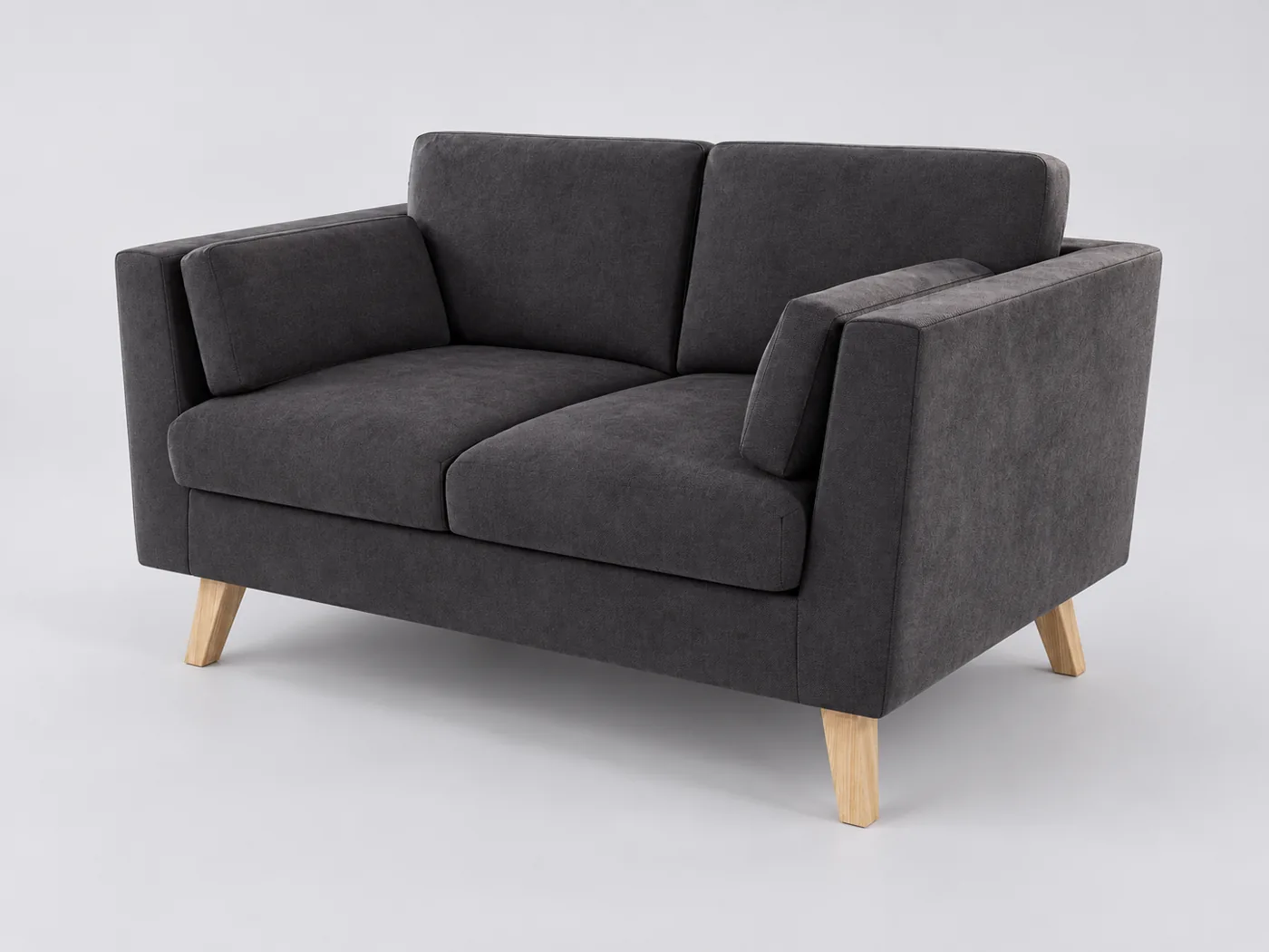 Canapé Stella Maisons du Monde, 2 places droit fixe, microfibre, coloris graphite