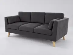 Canapé Stella Maisons du Monde, 3 places droit fixe, microfibre, coloris graphite