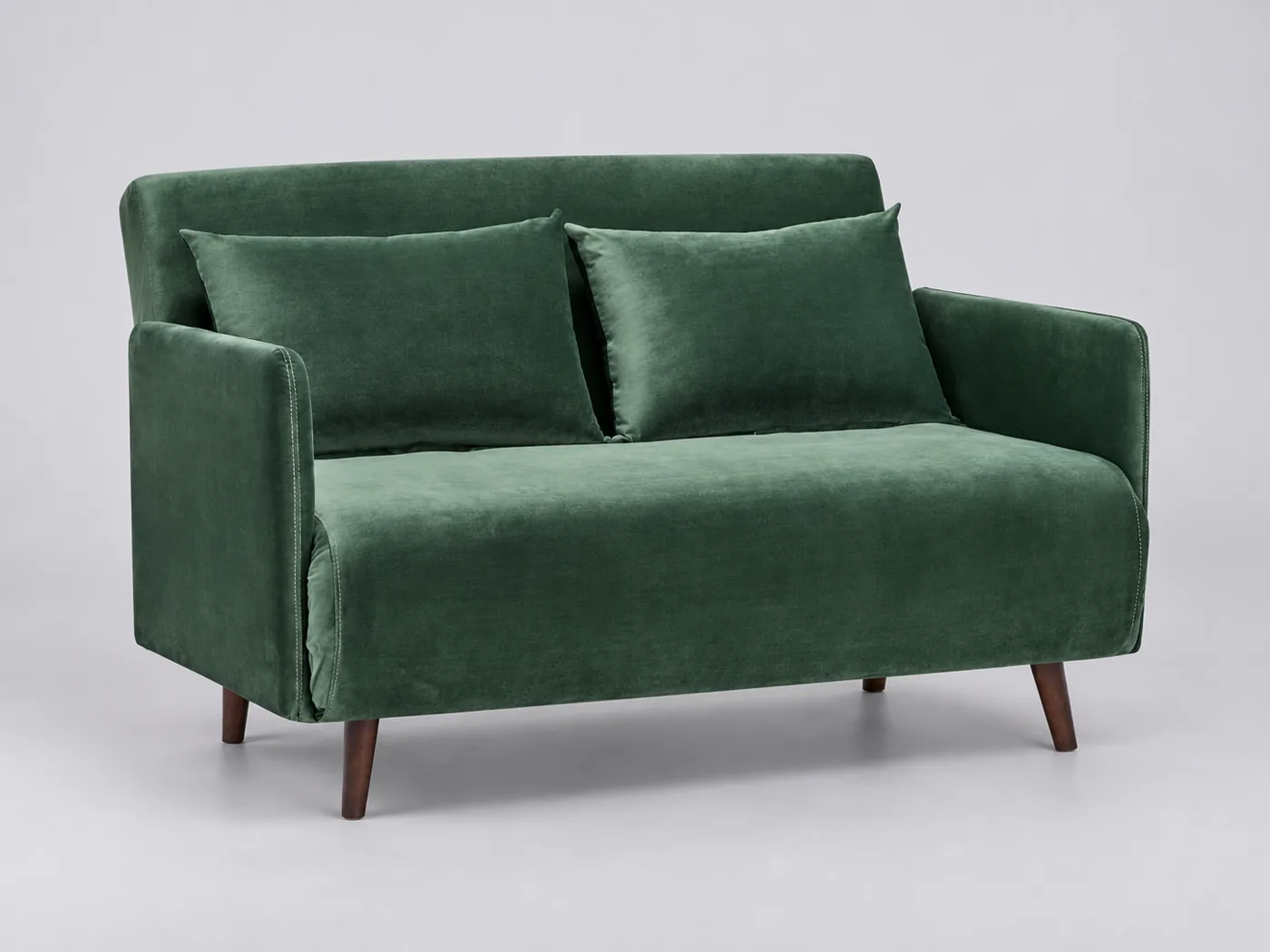 Canapé Belushi, 2 places droit convertible, velours, marque Maisons du Monde, coloris vert forêt
