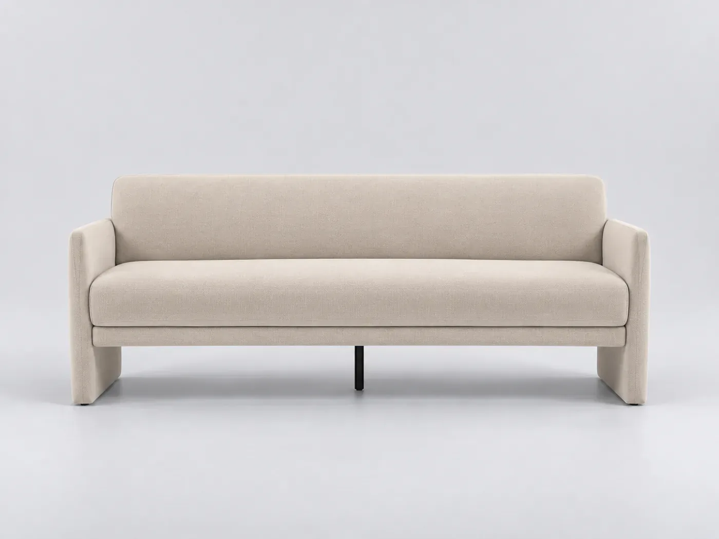 Canapé Mathis But, 3 places droit convertible, velours côtelé, coloris beige