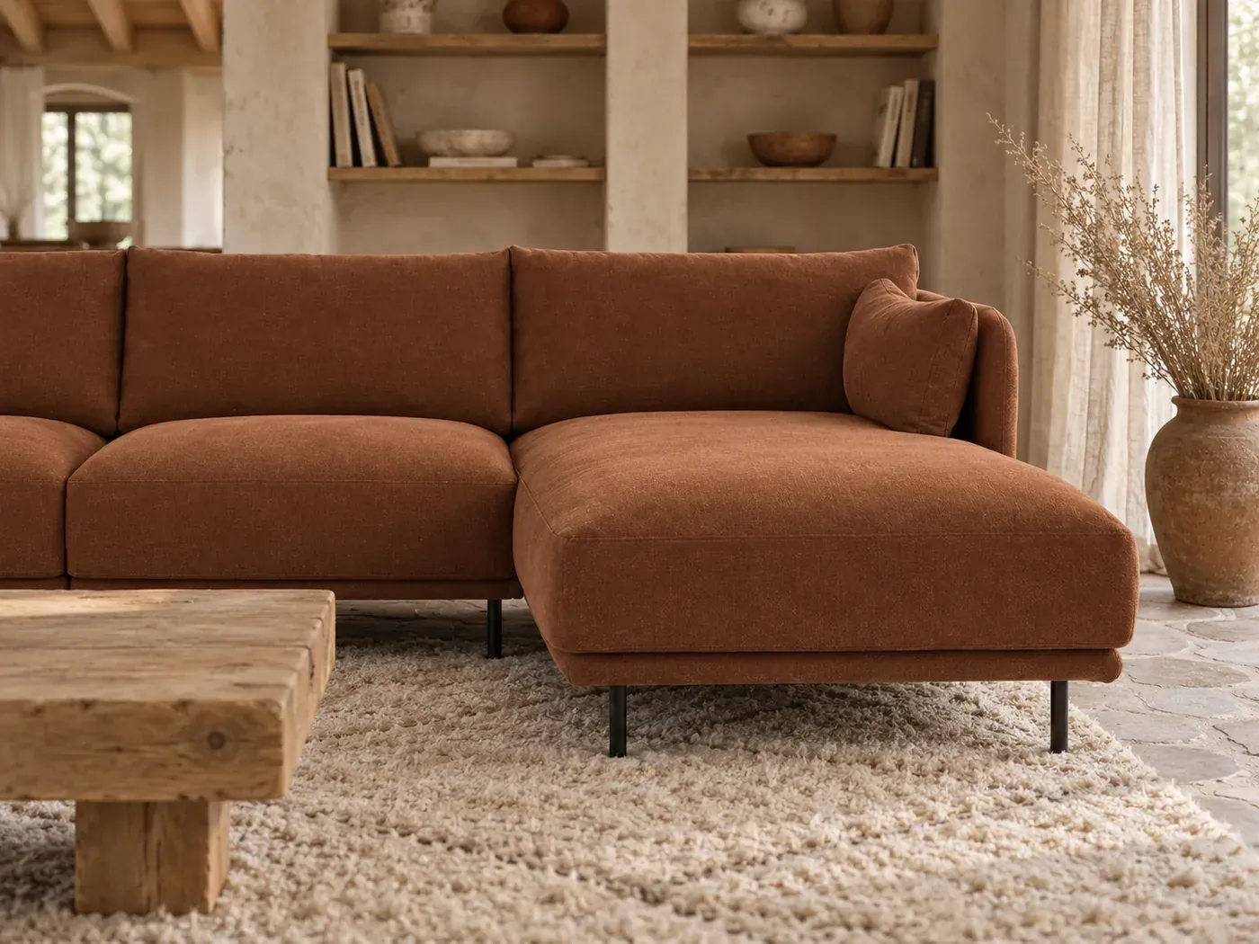 Victor, d'angle fixe, tissu texturé, coloris ecureuil : gros plan sur le tissu