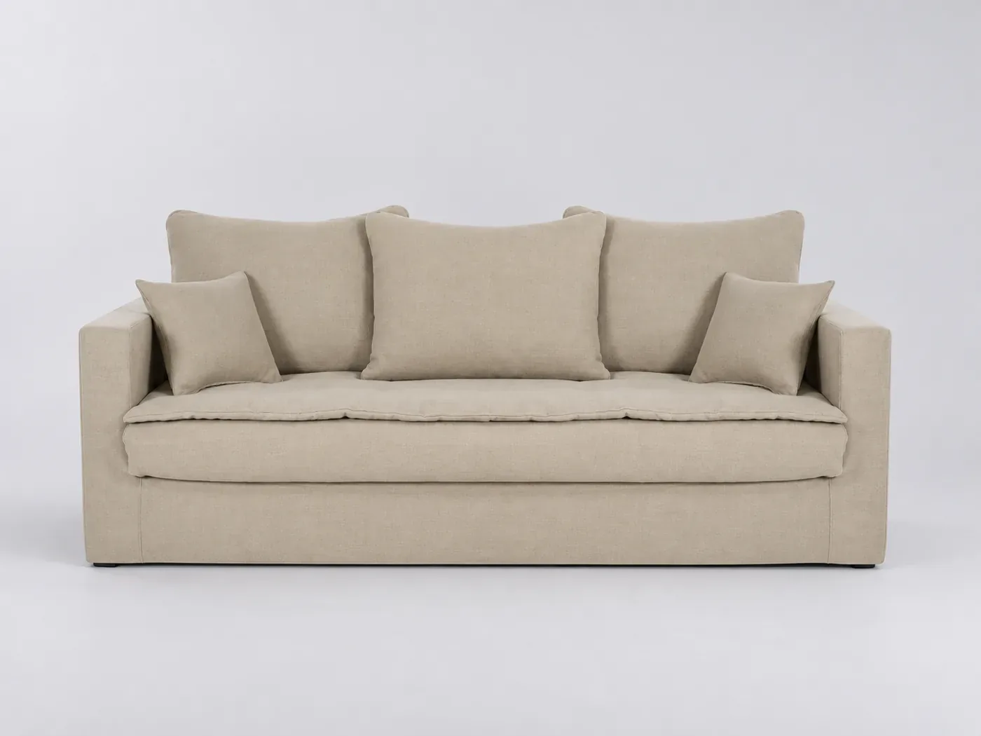 Canapé Celestin Maisons du Monde, 3 places droit fixe, lin lavé, coloris beige