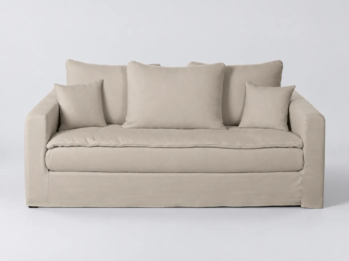 Canapé Celestin Maisons du Monde, 3 places droit fixe, lin, coloris beige
