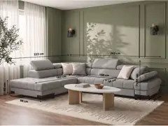 Canapé Salvea Conforama, 4 places d'angle convertible, coloris gris, photo 9