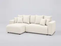 Canapé Envy Bobochic, 4 places d'angle convertible réversible, velours côtelé, coloris beige