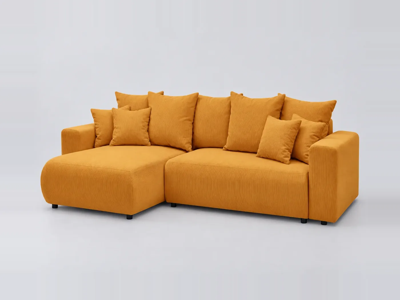 Canapé Envy Bobochic, 4 places d'angle convertible réversible, velours côtelé, coloris jaune