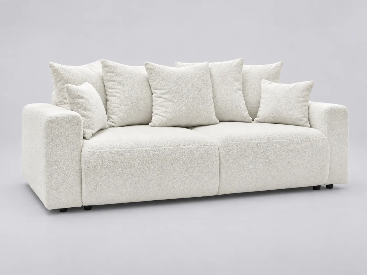 Canapé Envy Bobochic, 3 places droit convertible, bouclette, coloris blanc