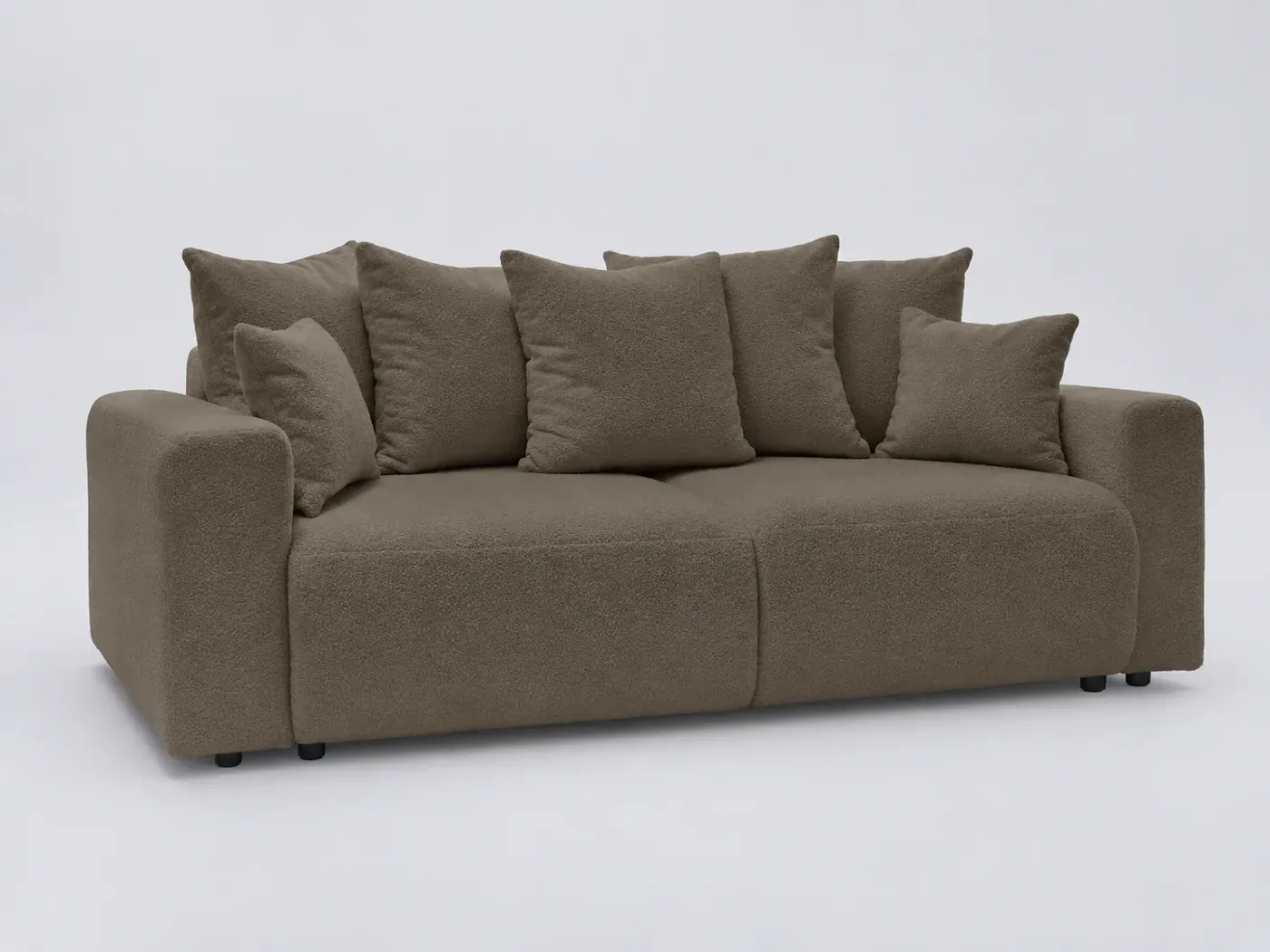 Canapé Envy Bobochic, 3 places droit convertible, bouclette, coloris marron
