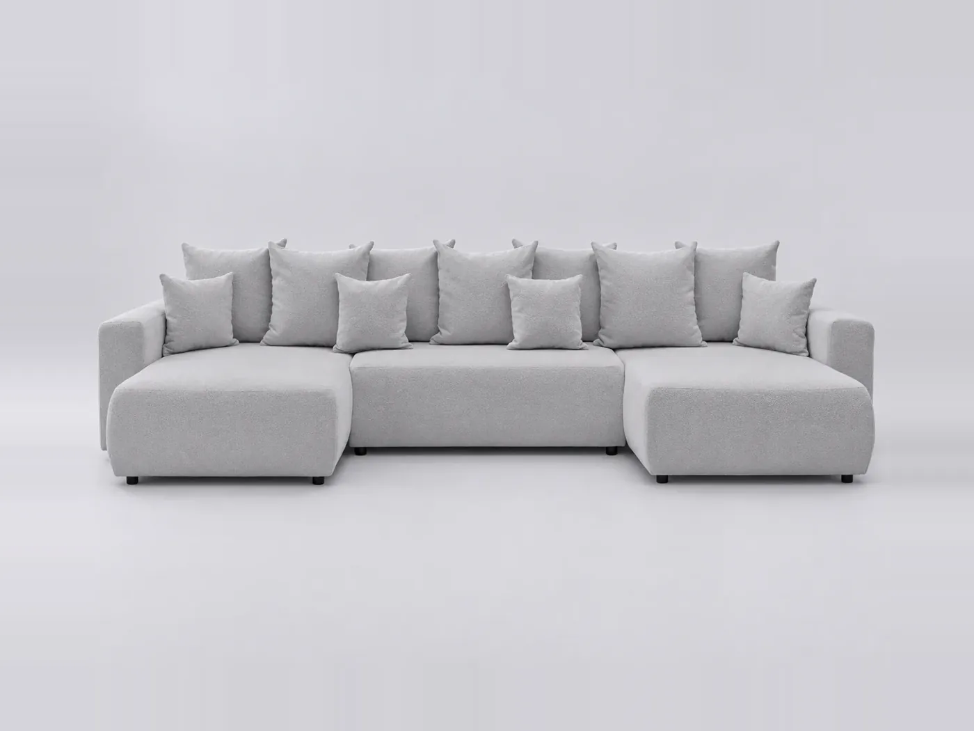 Canapé Envy Bobochic, 6 places panoramique convertible, bouclette, coloris gris clair
