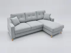 Canapé Sweden Bobochic, 4 places d'angle convertible, coloris gris clair