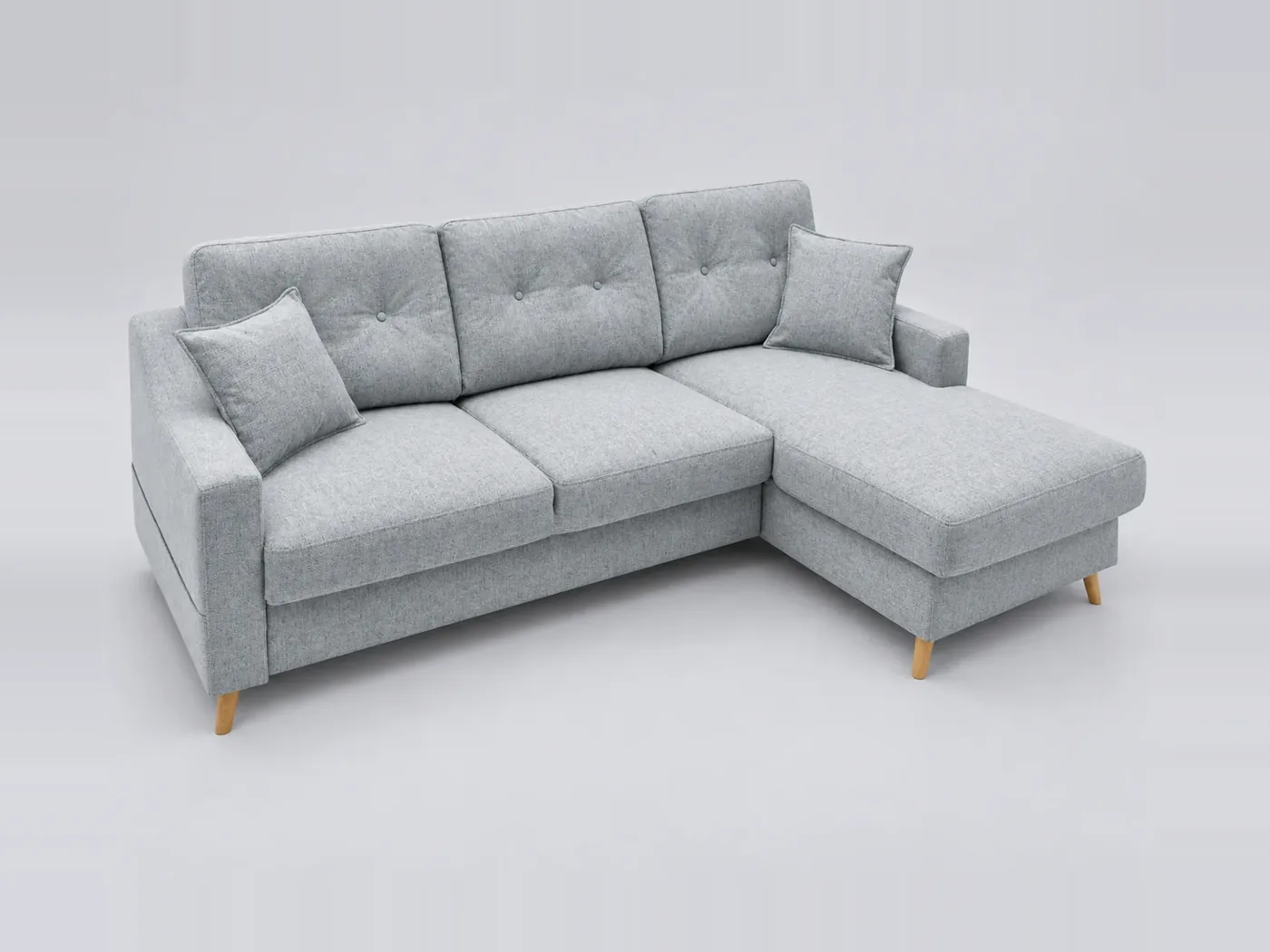 Canapé Sweden Bobochic, 4 places d'angle convertible, coloris gris clair