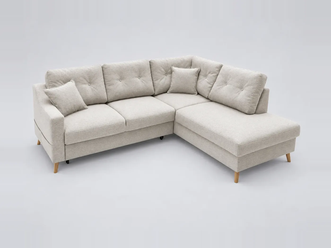 Canapé Sweden Bobochic, 5 places d'angle convertible en L, coloris beige