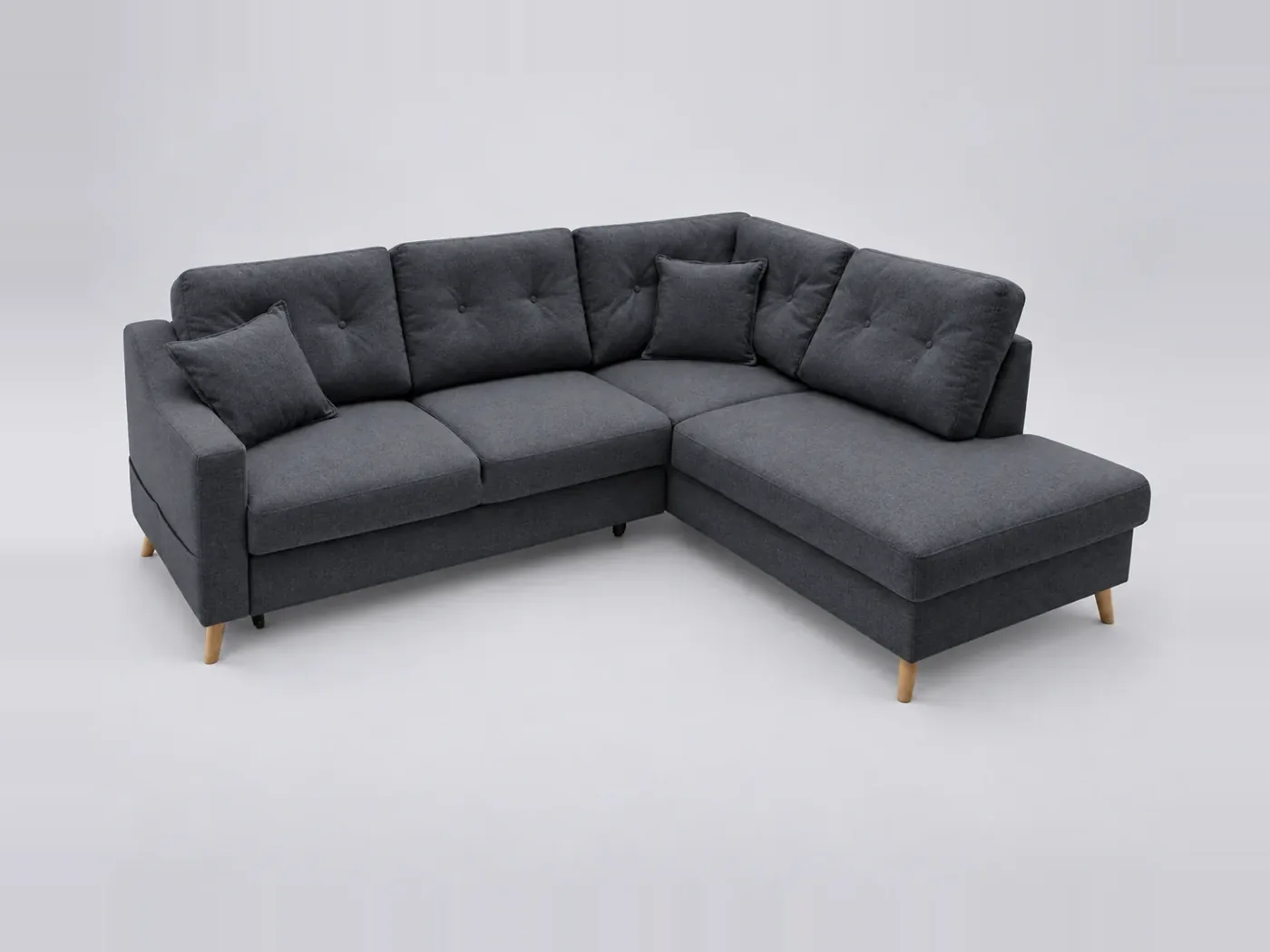 Canapé Sweden Bobochic, 5 places d'angle convertible en L, coloris gris foncé