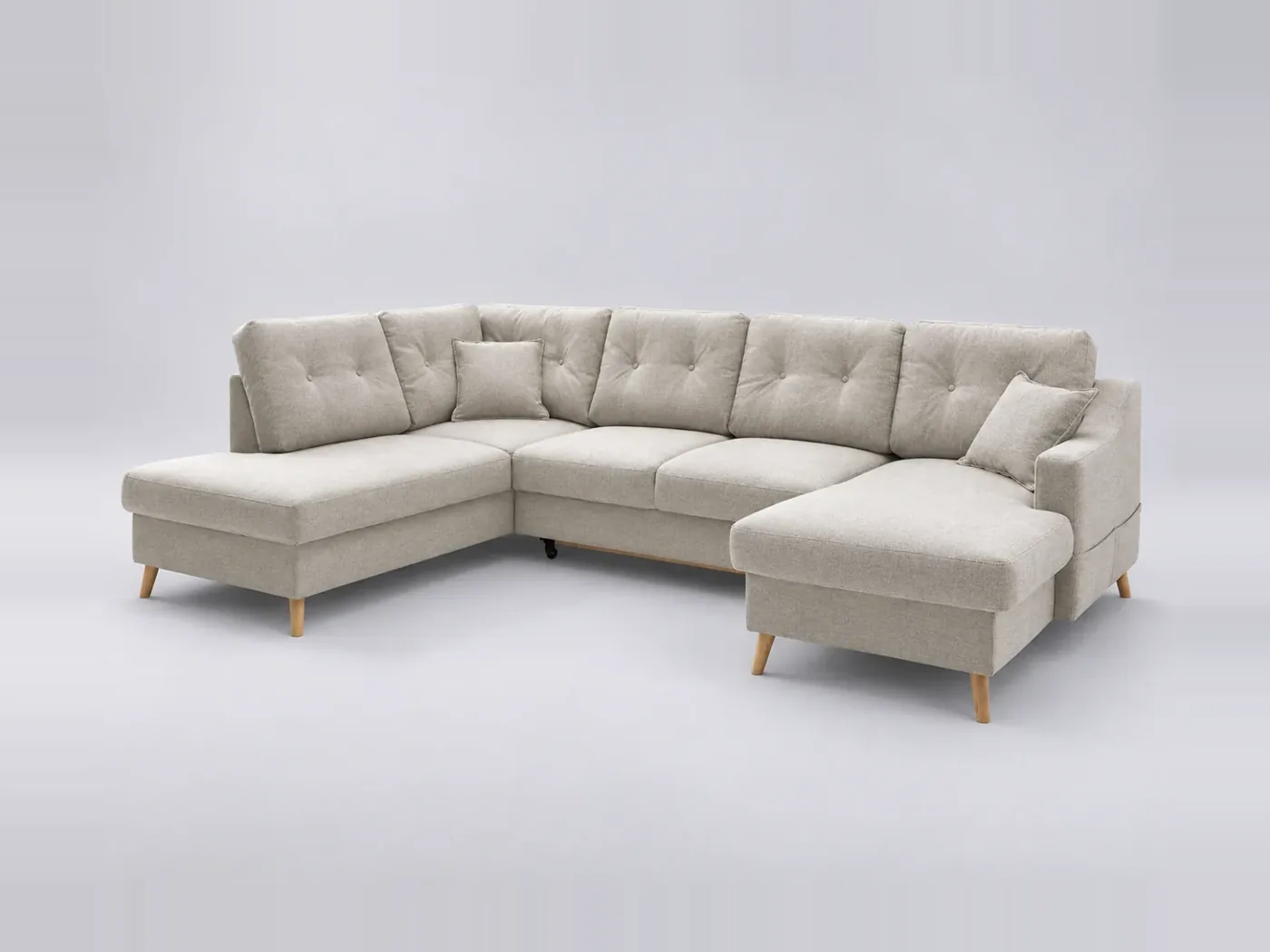 Canapé Sweden Bobochic, 5 places panoramique convertible, coloris beige