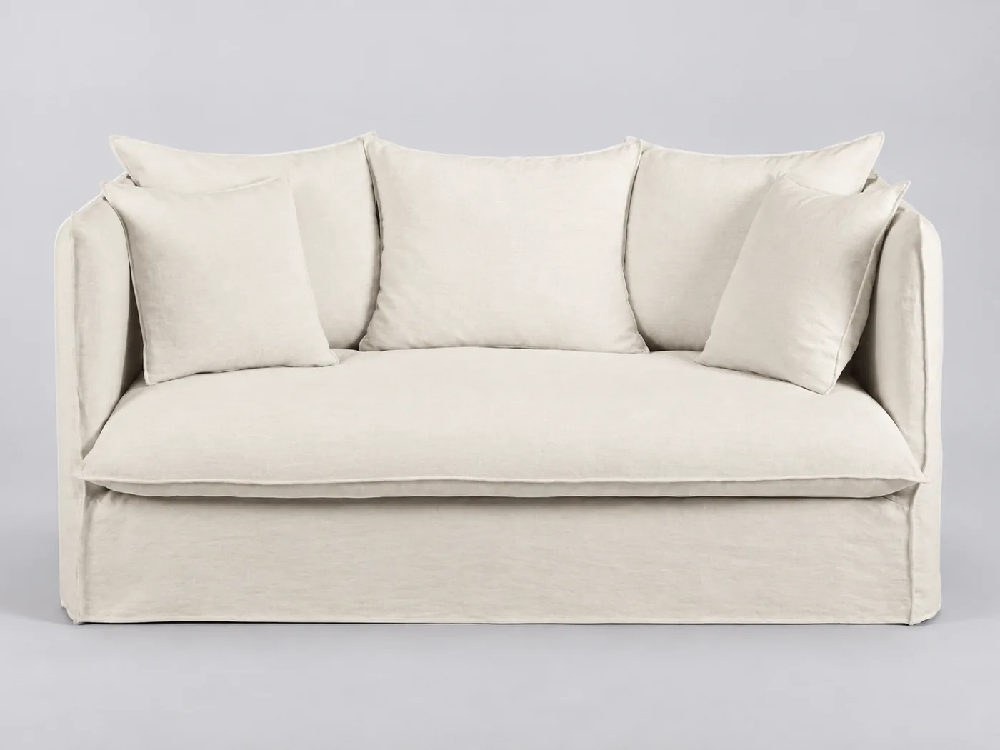 Canapé Louvain Maisons du Monde, 2 places droit convertible, lin lavé, coloris blanc, lin lavé