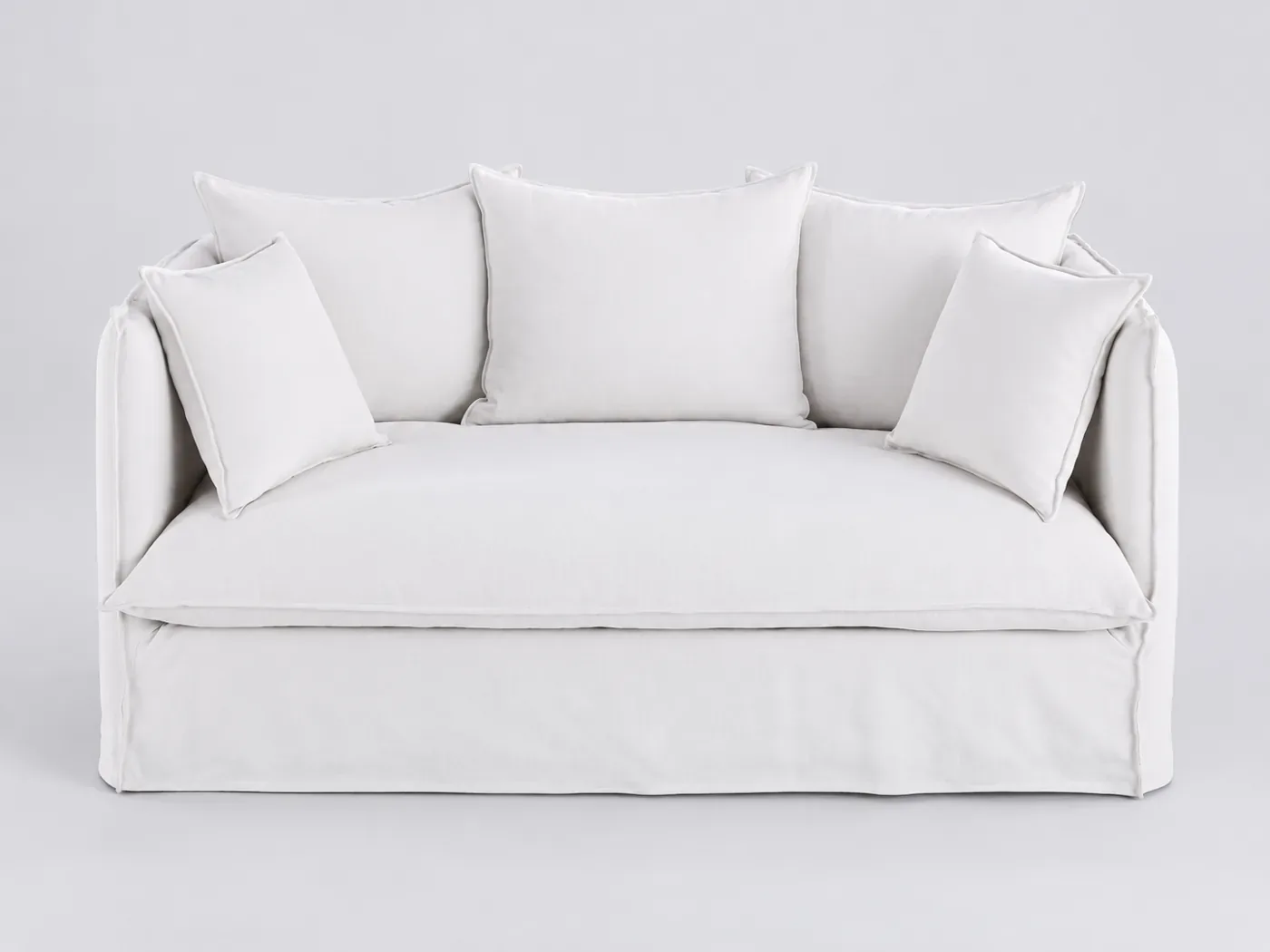 Canapé Louvain Maisons du Monde, 2 places droit convertible, lin, coloris blanc